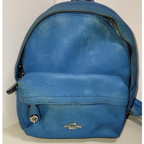 Coach Mini Campus Backpack In Polished Pebble Leather SilverTone Hardware - Picture 1 of 16